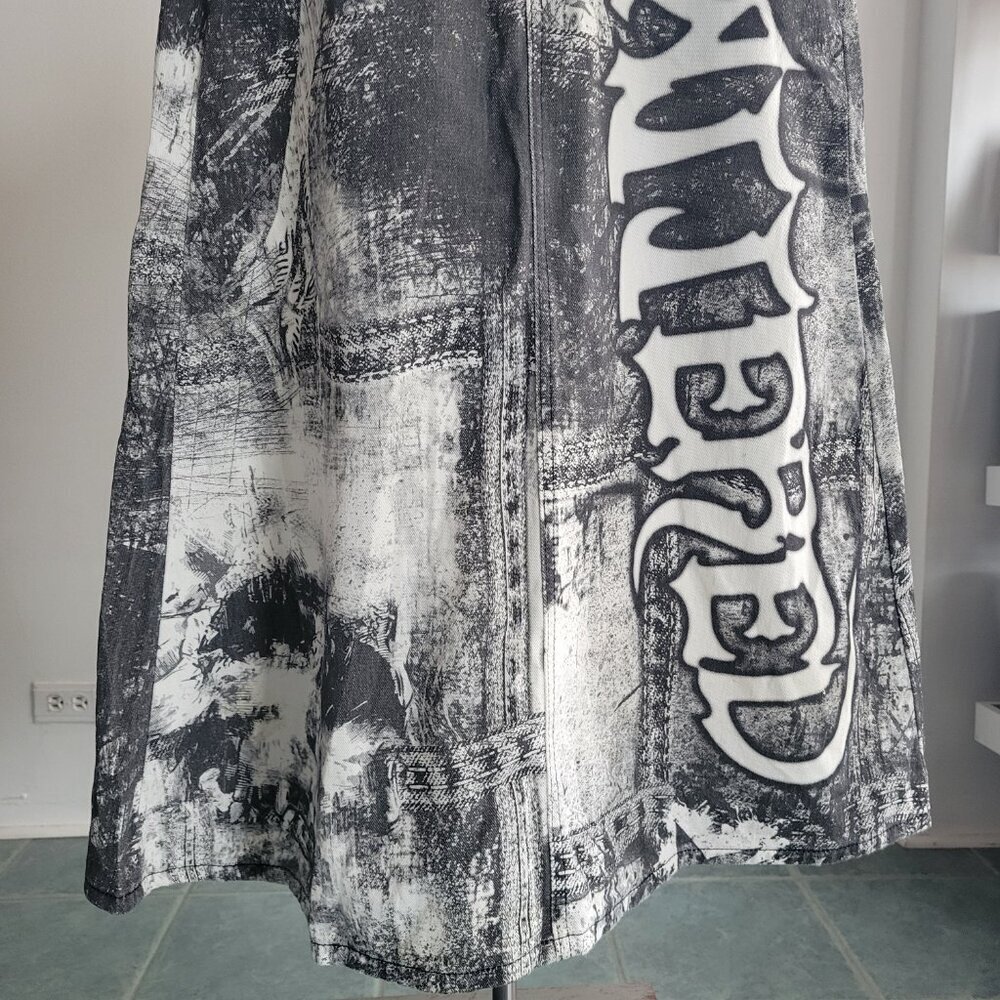 NWT -Y2K Denim Vintage Grunge Tattered Streetwear Skirt (Size 8/10) - Picture 9 of 13